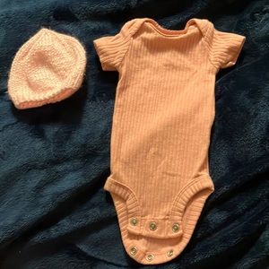 Preemie onesie and knit hat, both worn once.